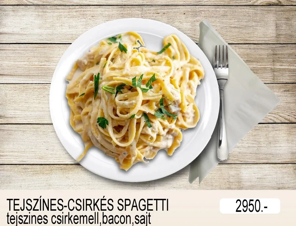 Tejszínes-csirkés spagetti