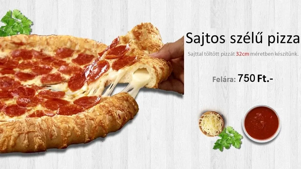 Sajtos szélű pizza 32 cm-es méretben